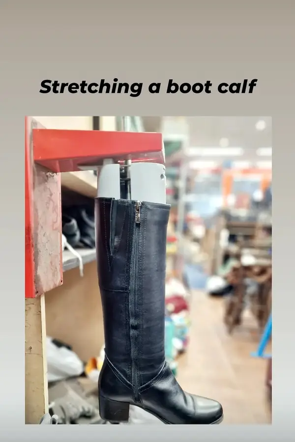 Stretching the calf of a boot
