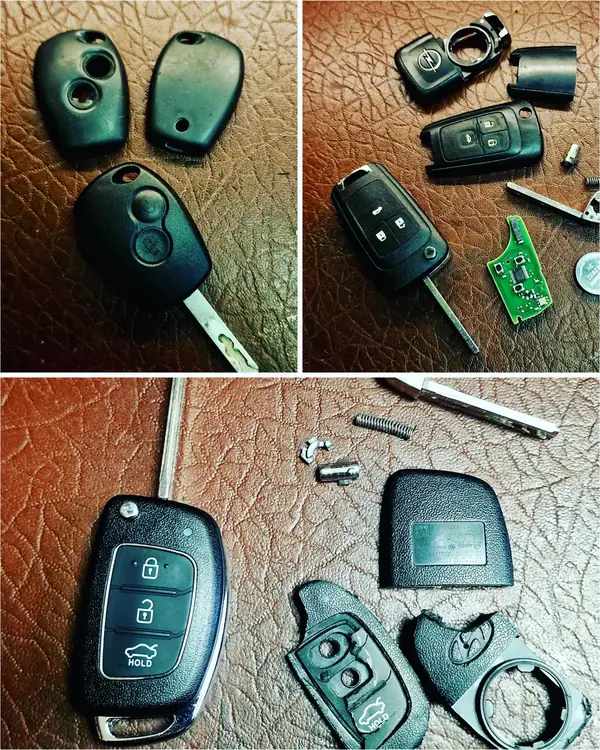 Car keys opened up for new shells and buttons