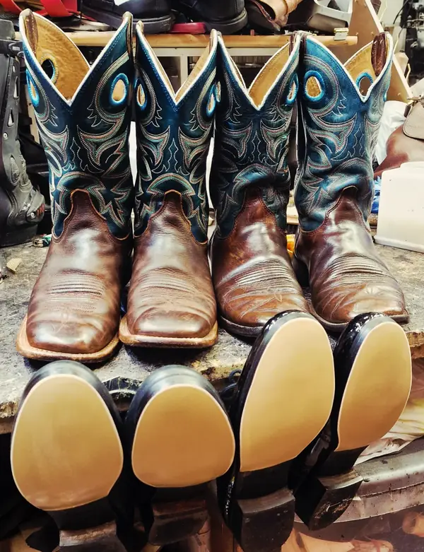 Cowboy boots with new leather soles