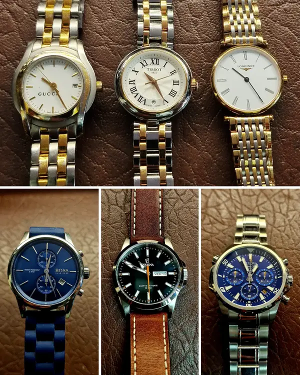 Six watches on leather: dress watches and chronographs