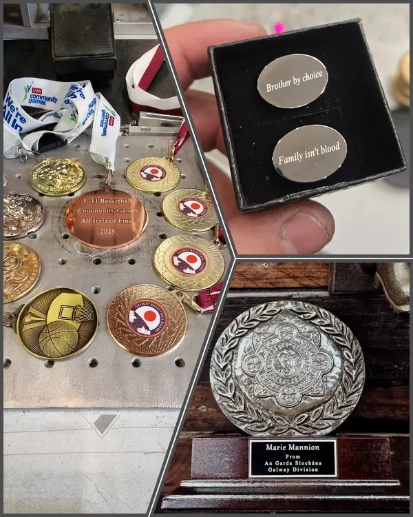 Medals, engraved cufflinks and a presentation plaque