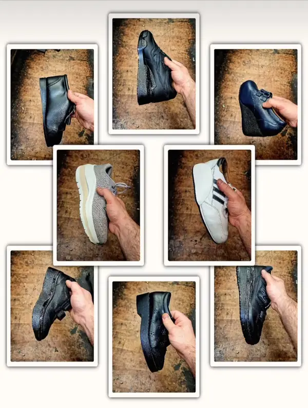 Orthopaedic shoes, repaired and adjusted