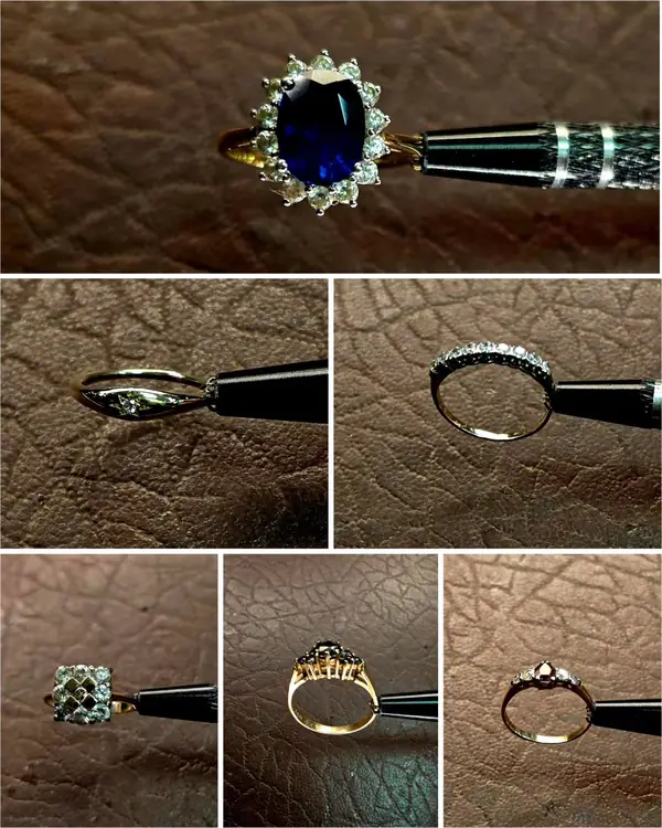 Sapphire cluster ring and diamond rings