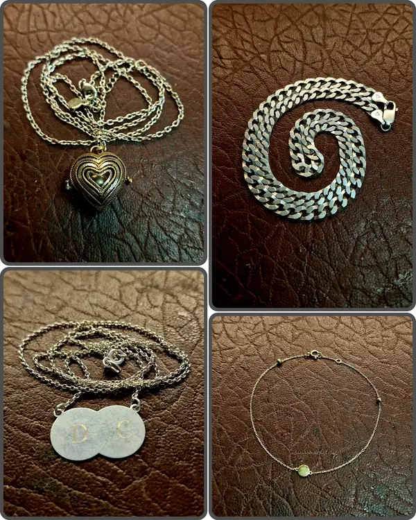 Silver chains and necklaces